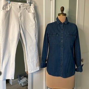 A New Day Soft Blue Denim Button Up Shirt M